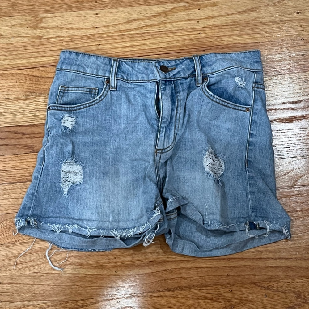 distressed denim shorts
